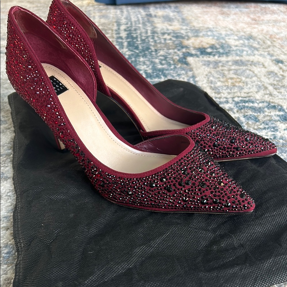 Elegant Burgundy Studded Heels